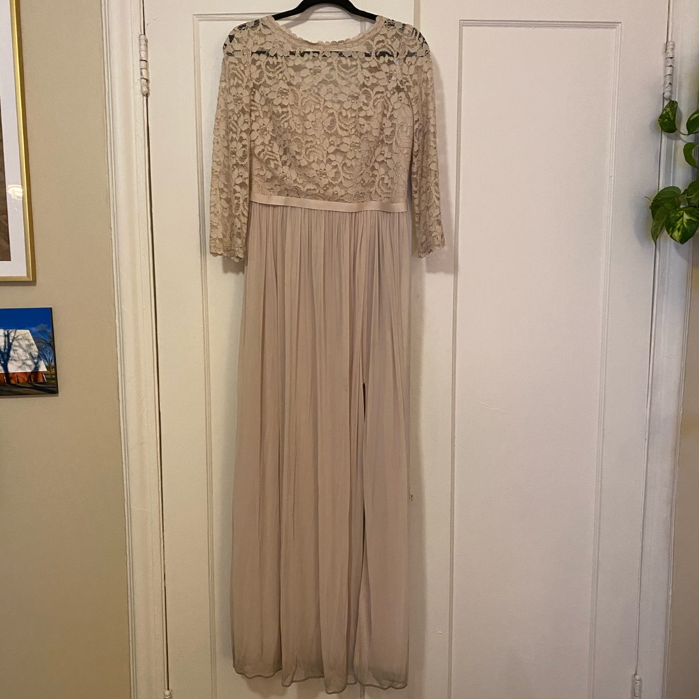 Champagne lace bridesmaid dress